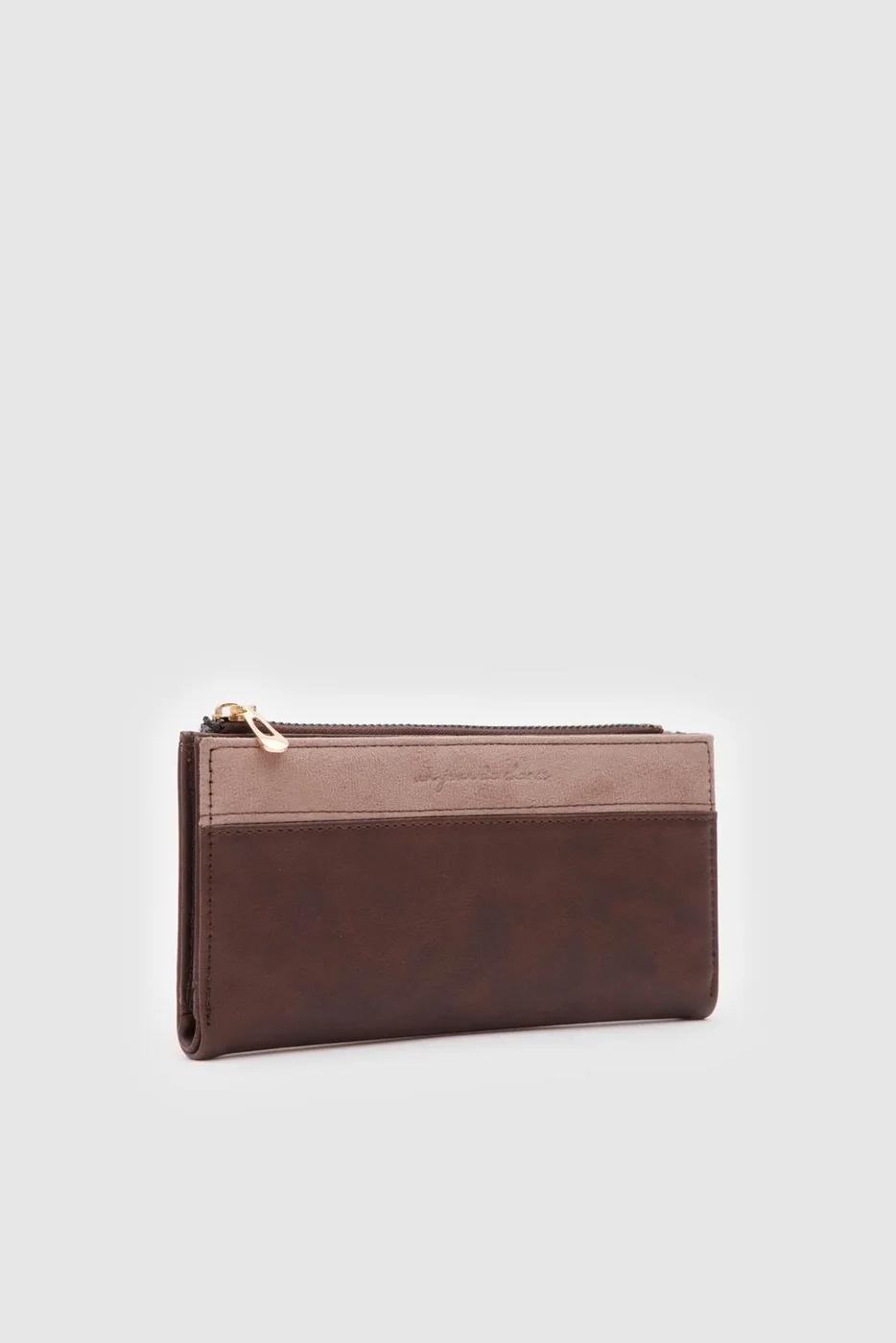 faux leather wallet in dark brown