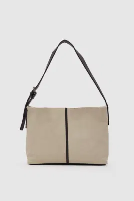faux suede shoulder bag in cream