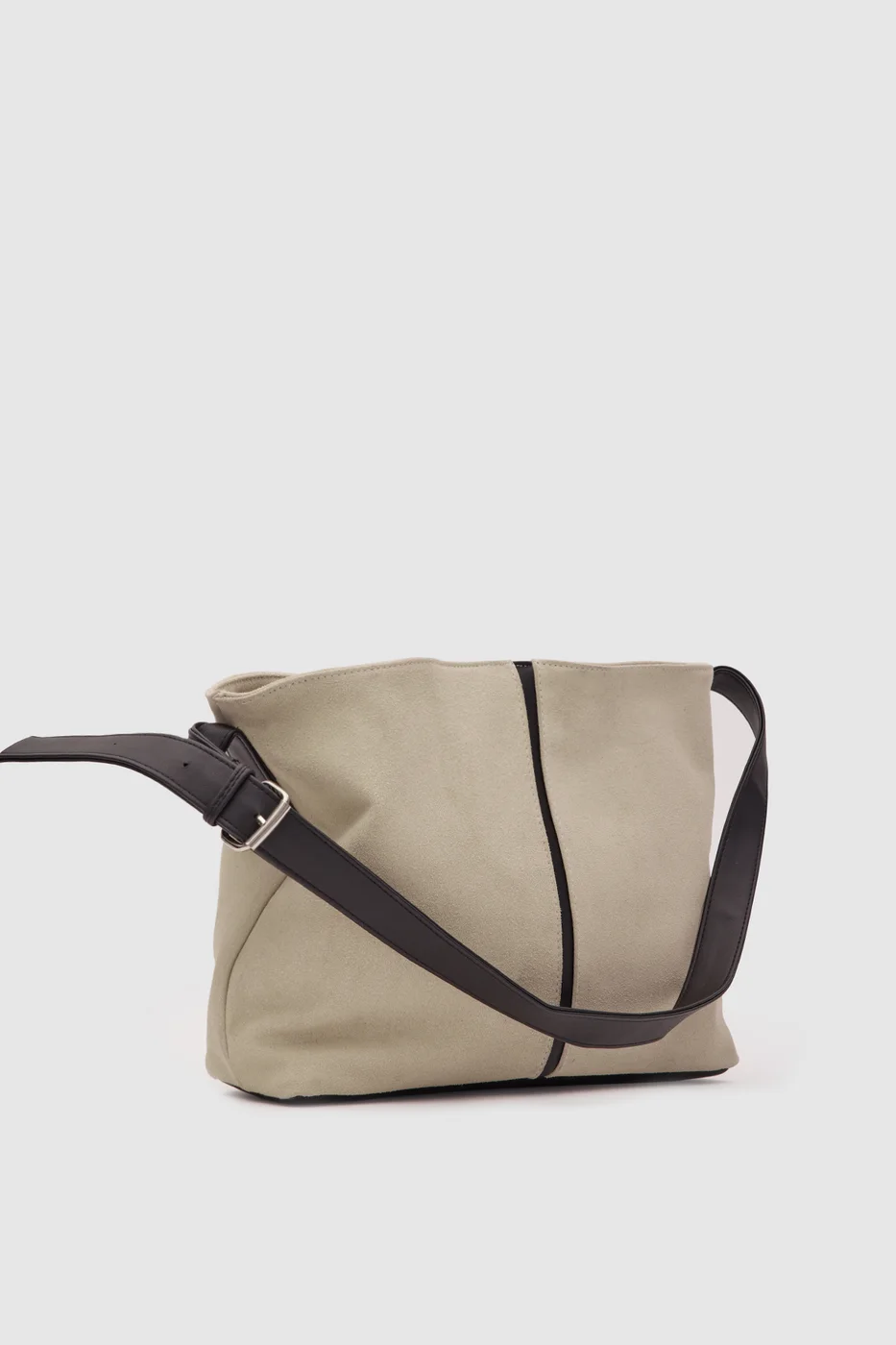 faux suede shoulder bag in cream