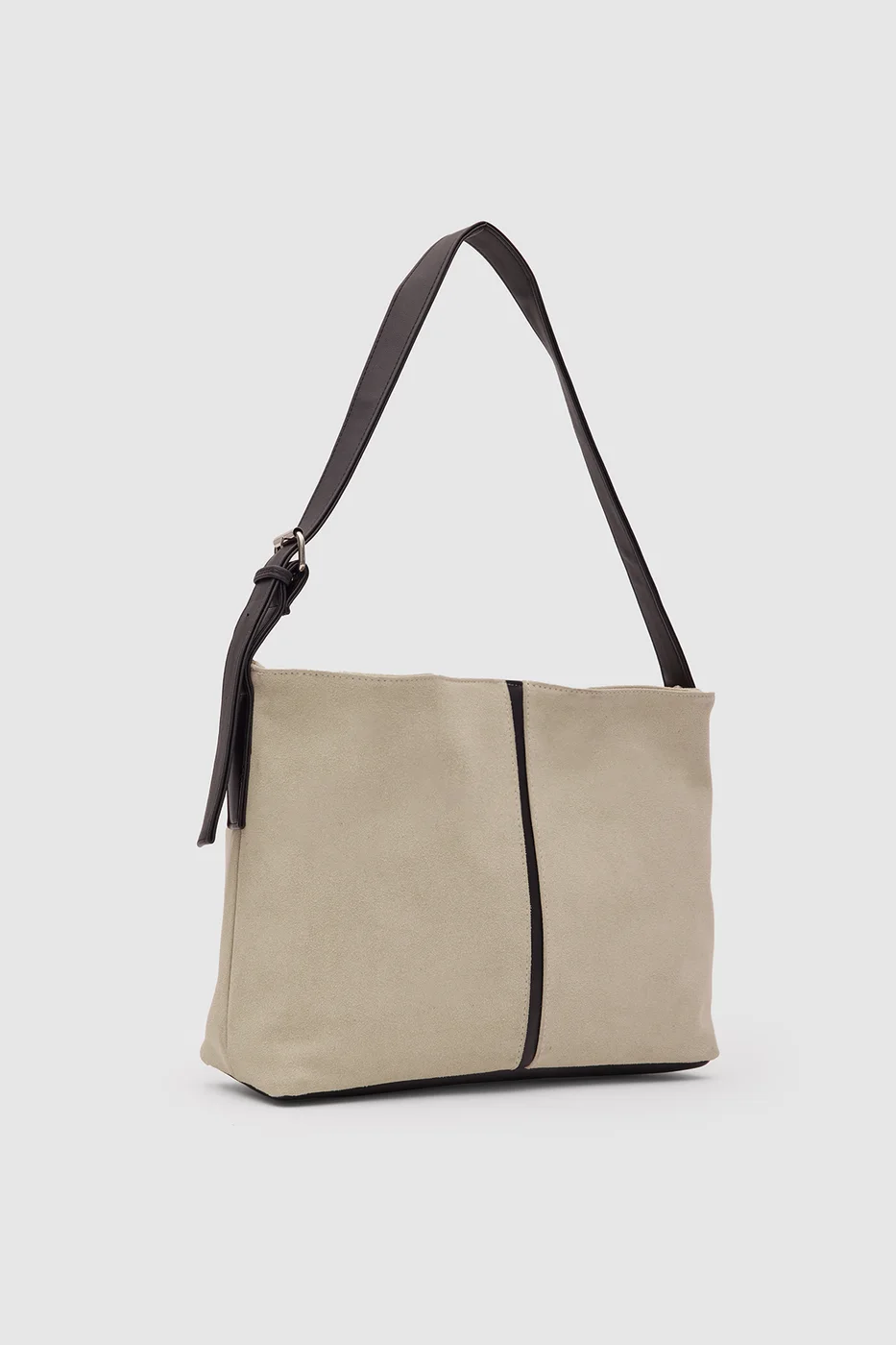 faux suede shoulder bag in cream