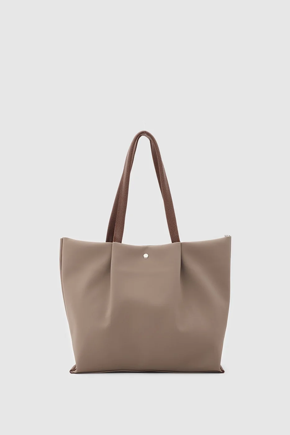 Faux leather shoulder bag for daily use in taupe