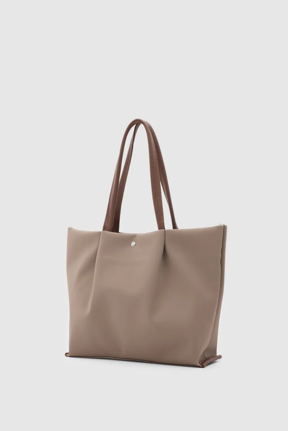 Faux leather shoulder bag for daily use in taupe