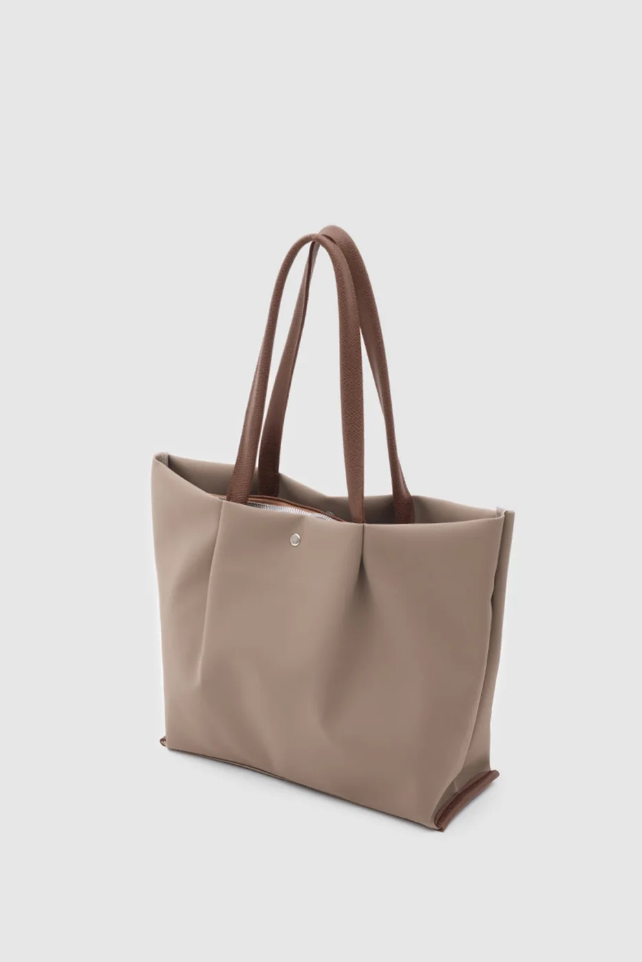 Faux leather shoulder bag for daily use in taupe