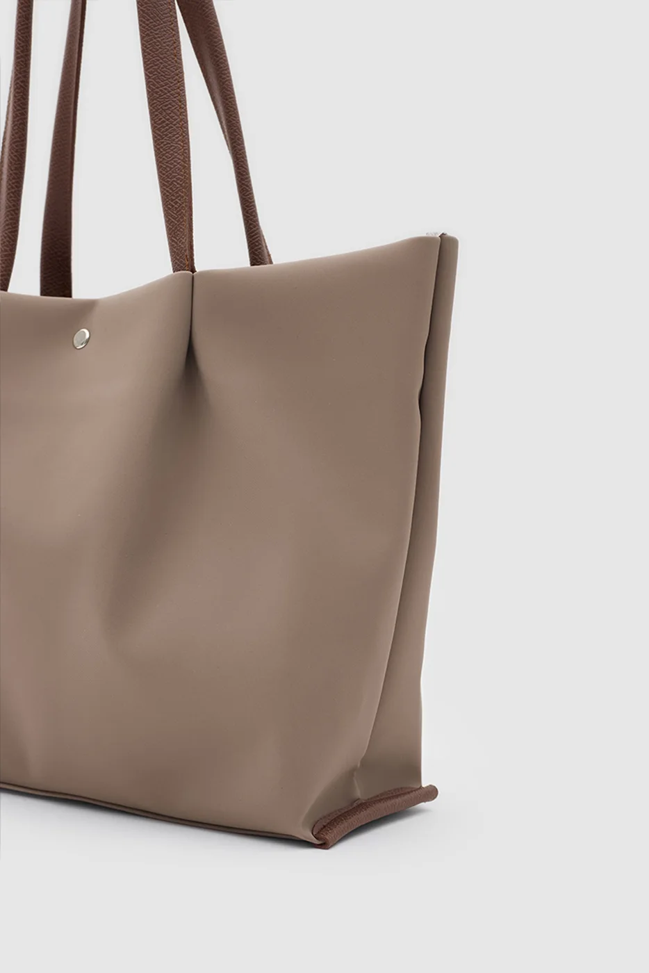 Faux leather shoulder bag for daily use in taupe