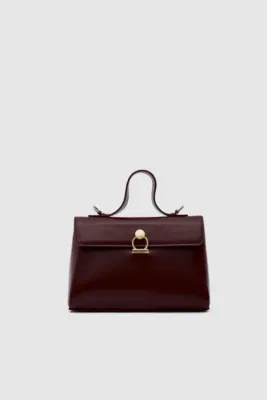 faux leather crossbody bag in burgundy
