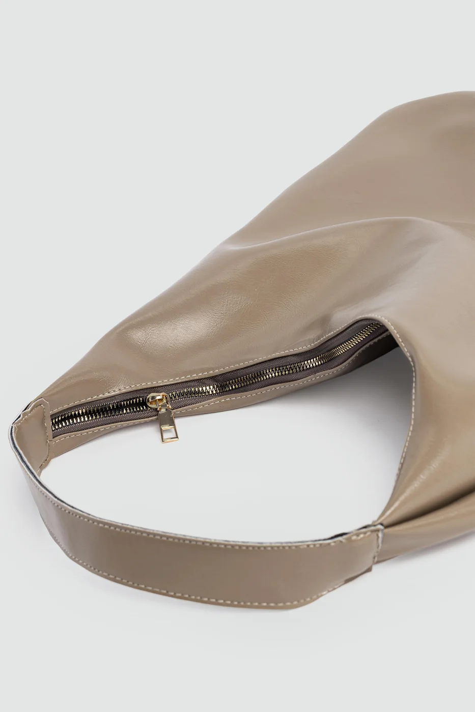 faux leather shoulder bag in taupe