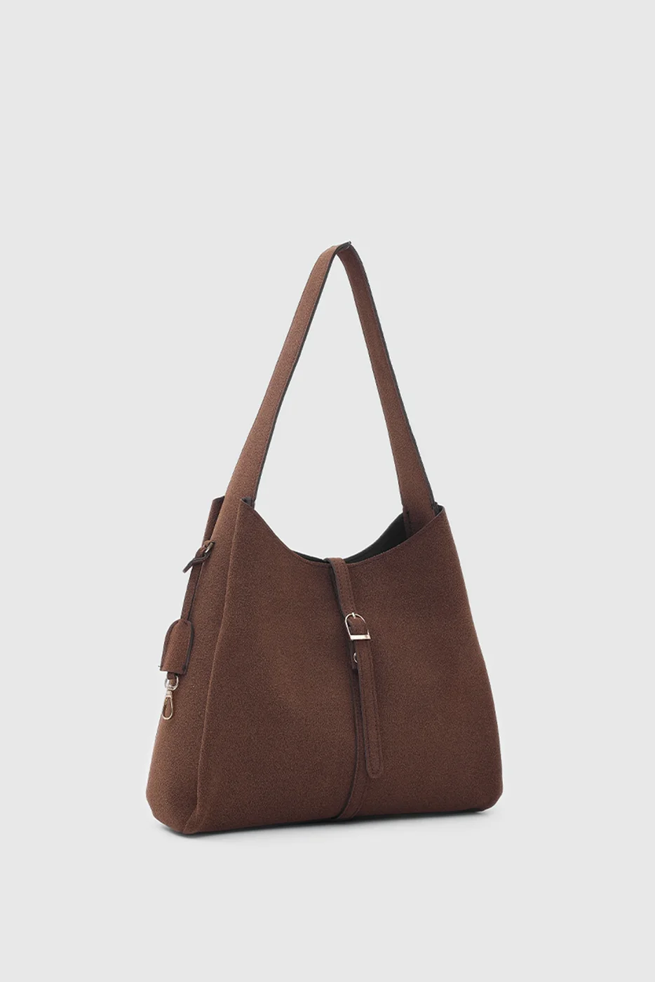 faux suede shoulder bag faux suede shoulder bag in dark brown
