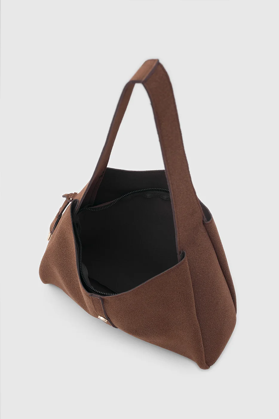 faux suede shoulder bag faux suede shoulder bag in dark brown