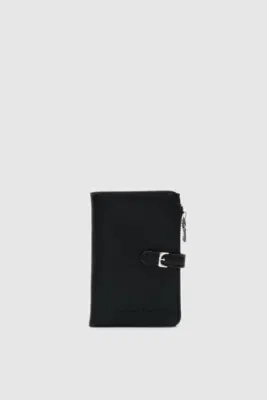 faux leather wallet in black