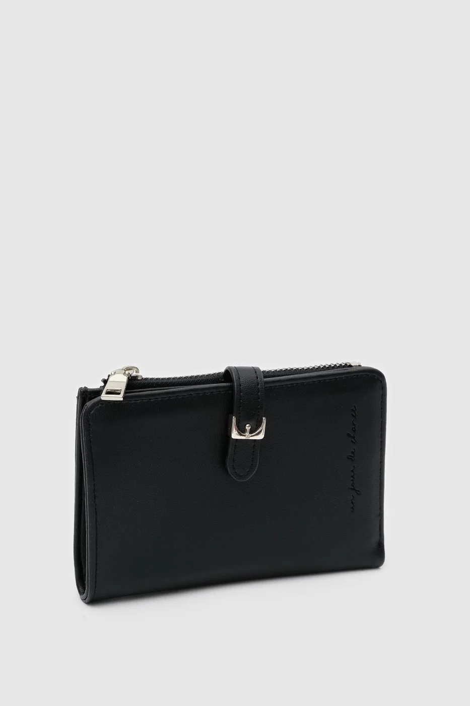 faux leather wallet in black