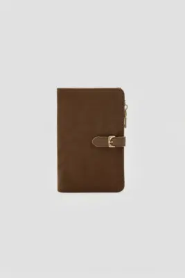 faux suede wallet in tan