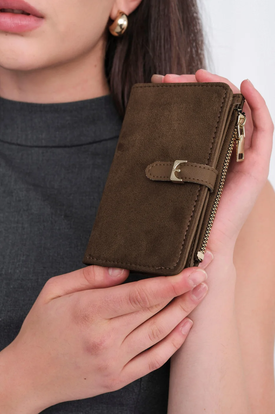 faux suede wallet faux suede wallet in tan