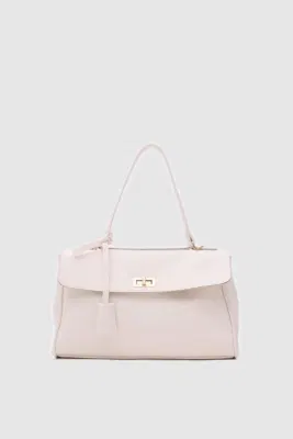 Faux leather shoulder bag in cream