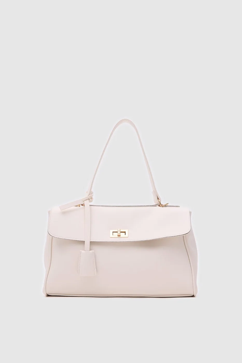 Faux leather shoulder bag in cream