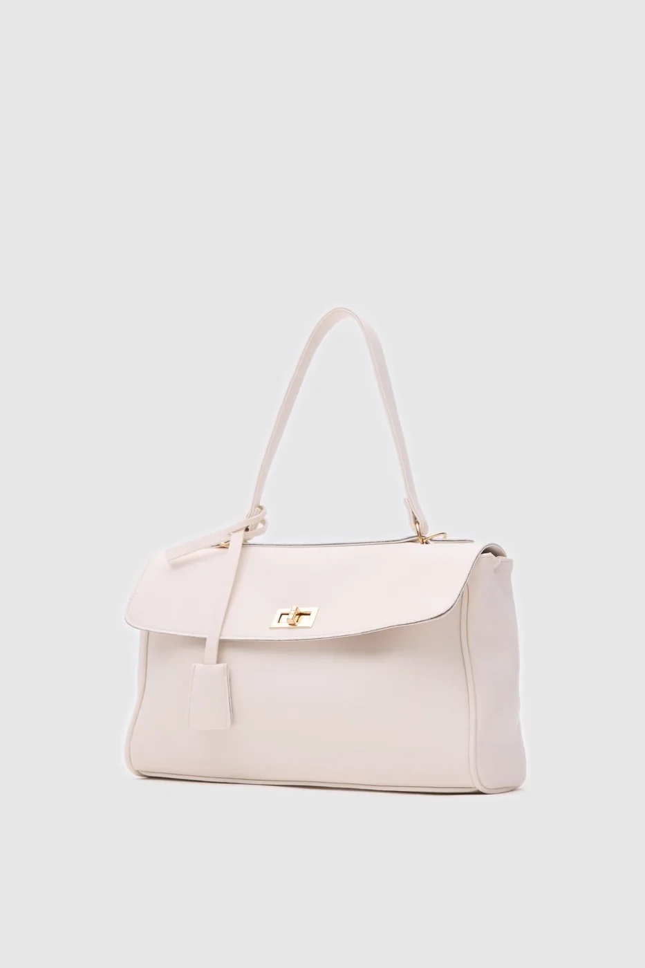 Faux leather shoulder bag in cream