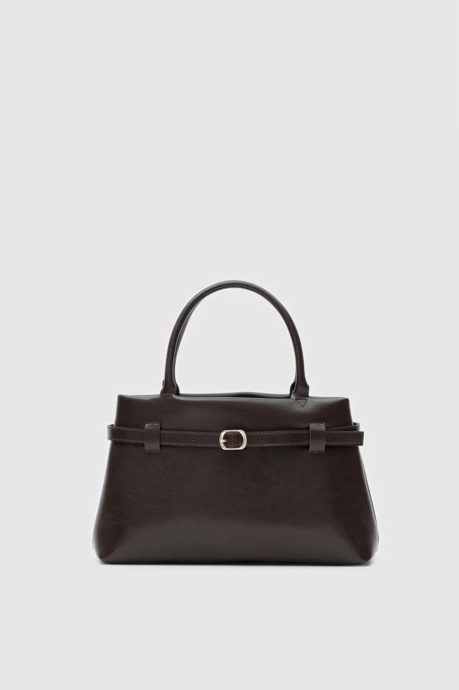 Faux leather shoulder bag in dark brown