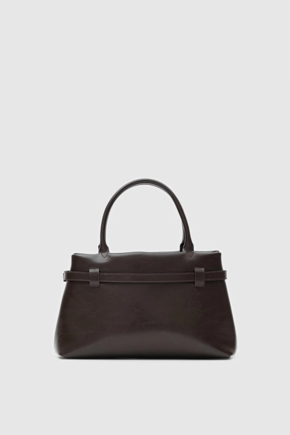 Faux leather shoulder bag in dark brown
