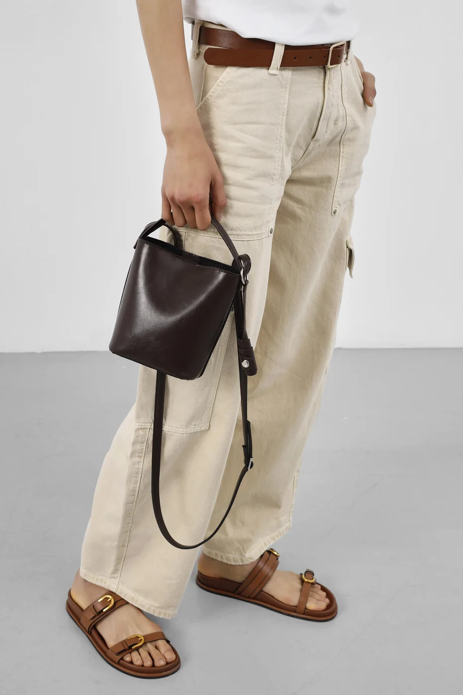 Faux leather crossbody bag Faux leather crossbody bag in dark brown