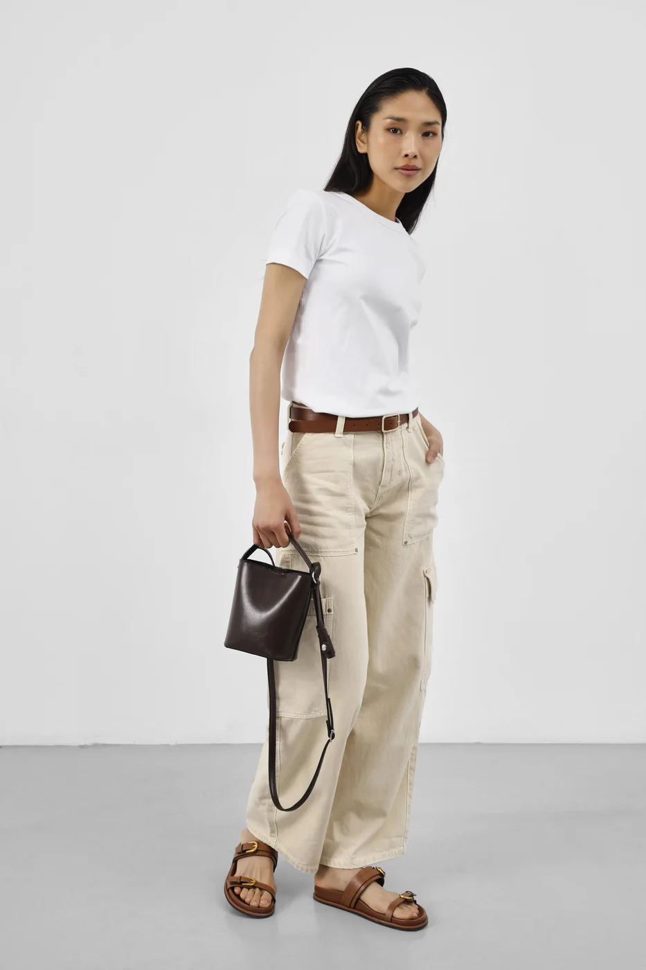 Faux leather crossbody bag Faux leather crossbody bag in dark brown