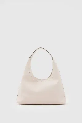 Faux leather shoulder bag with stylish design in cream