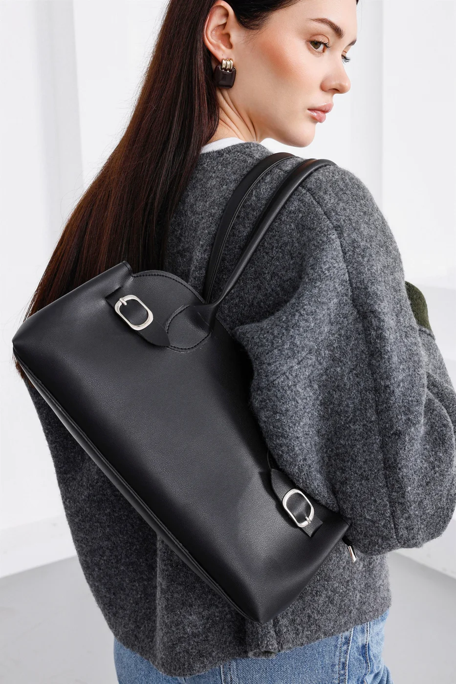 faux leather baguette bag faux leather baguette bag in black