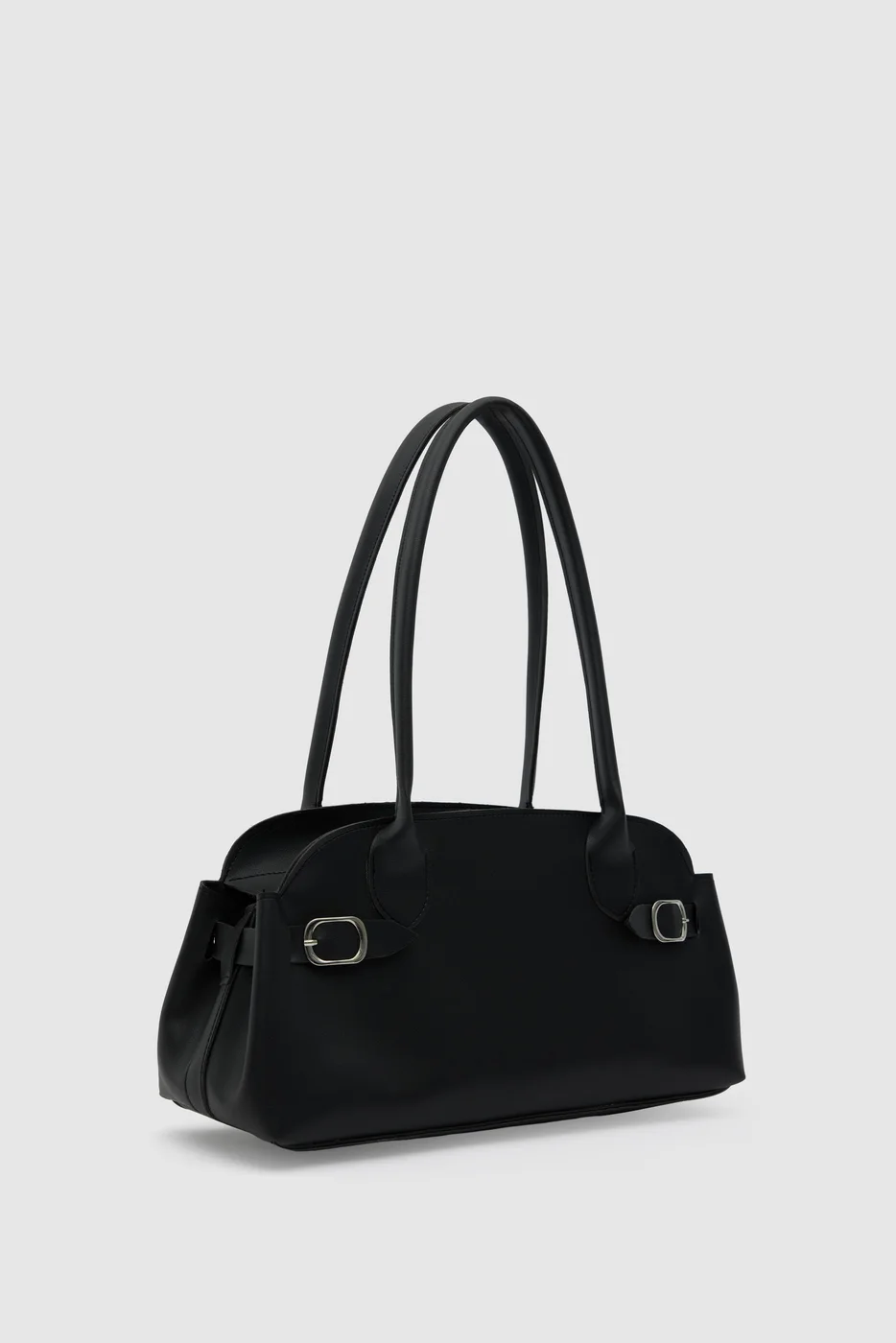 faux leather baguette bag faux leather baguette bag in black