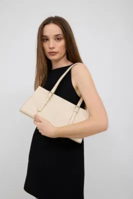 Faux leather baguette bag