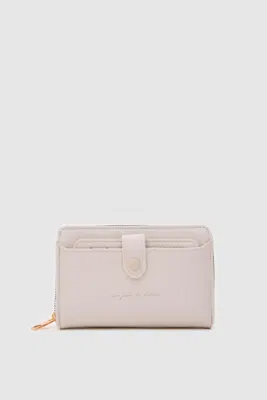 Faux leather wallet in cream