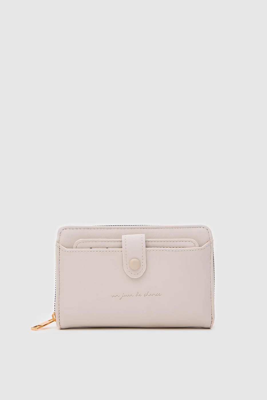 Faux leather wallet in cream