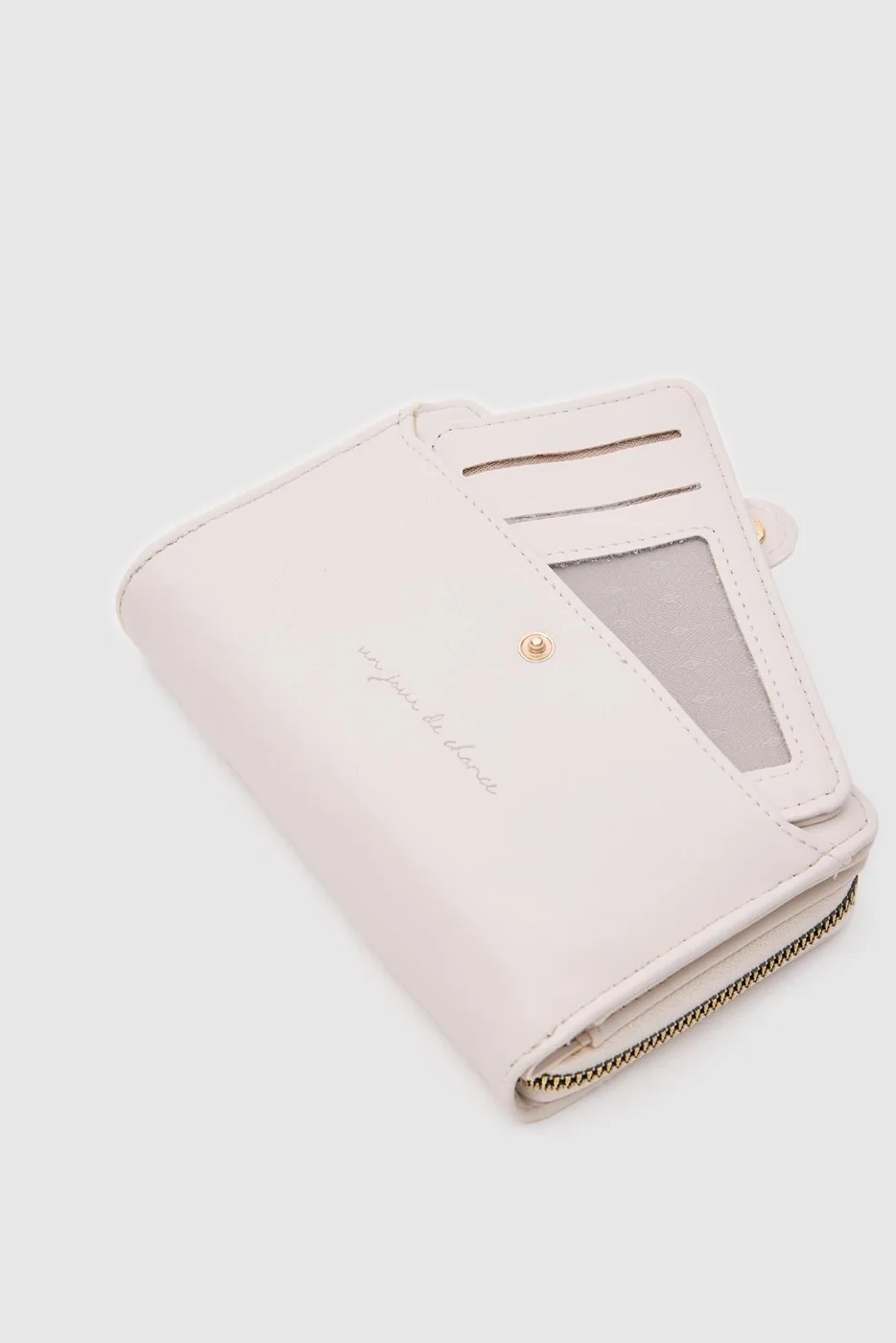 Faux leather wallet in cream