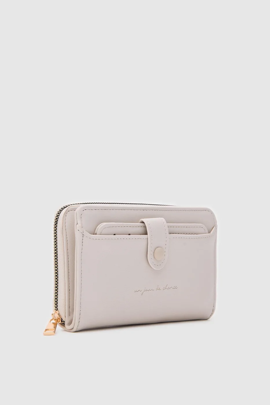 Faux leather wallet in cream