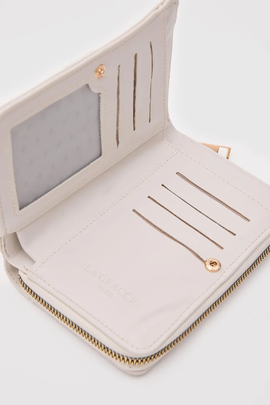 Faux leather wallet in cream