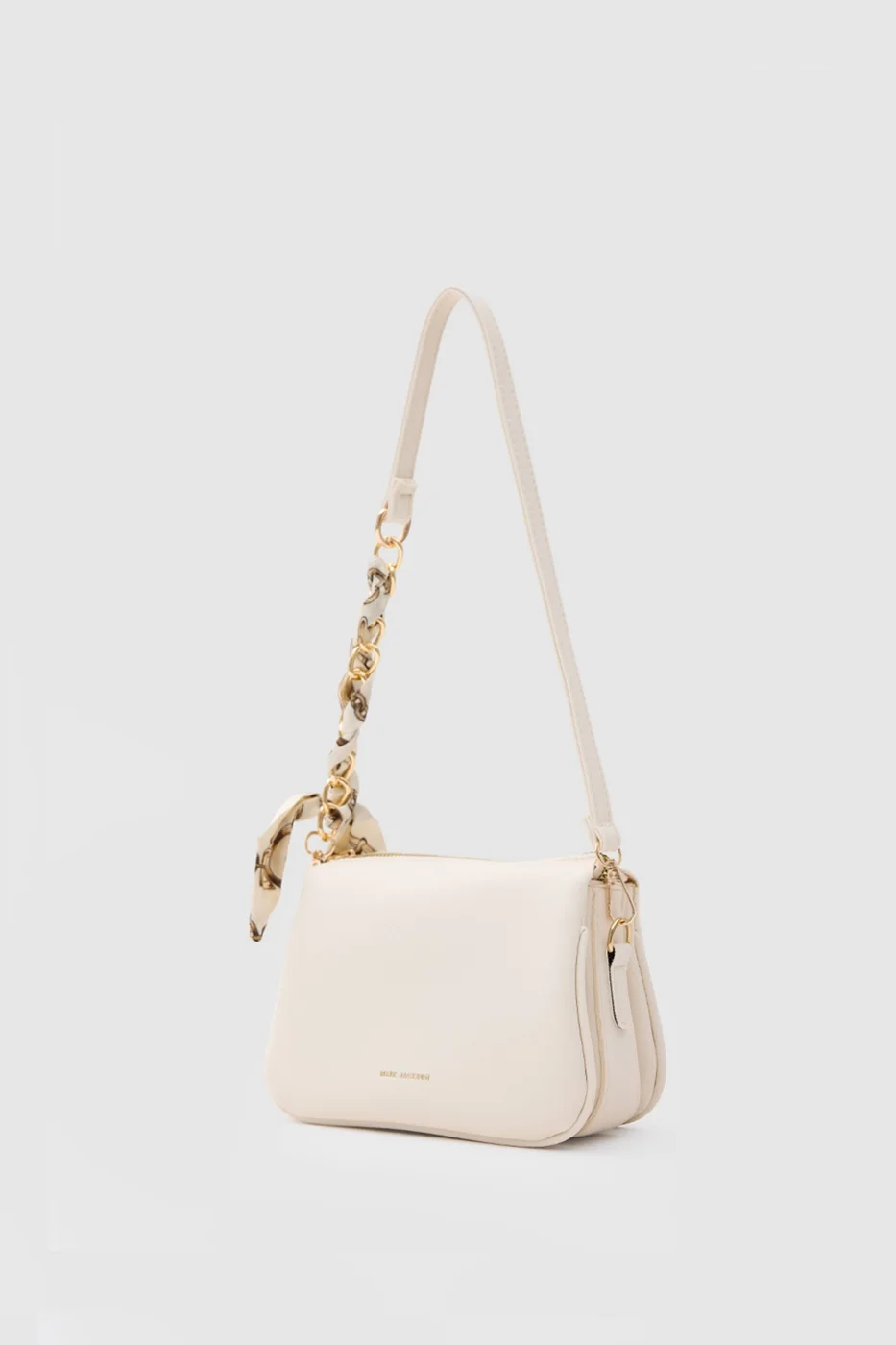Faux leather shoulder bag with scarf detail Faux leather shoulder bag with scarf detail in cream