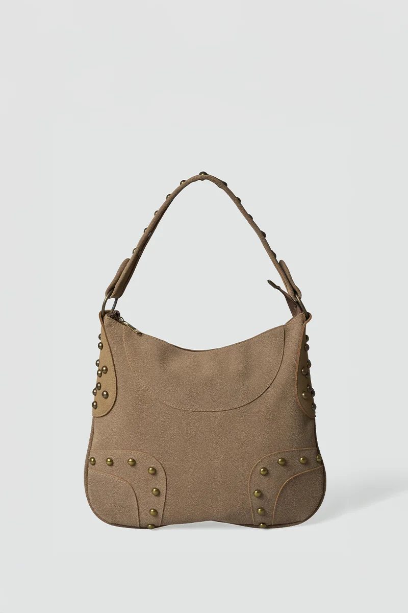 faux leather shoulder bag faux leather shoulder bag in taupe