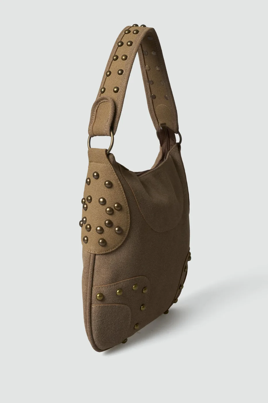 faux leather shoulder bag faux leather shoulder bag in taupe