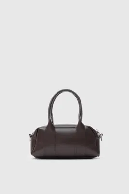 Faux leather crossbody bag in dark brown