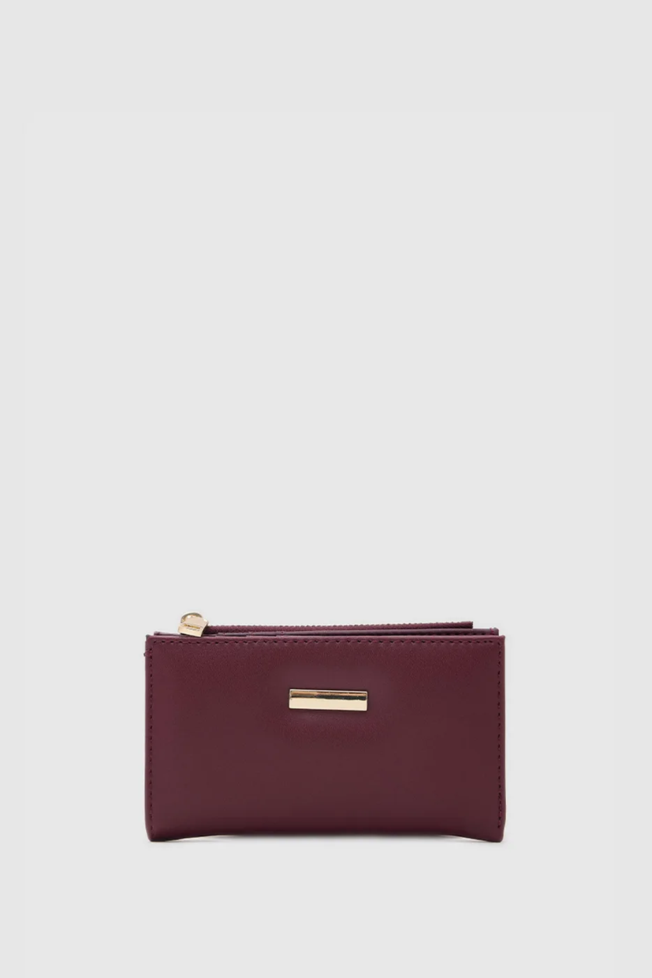 faux leather wallet in burgundy