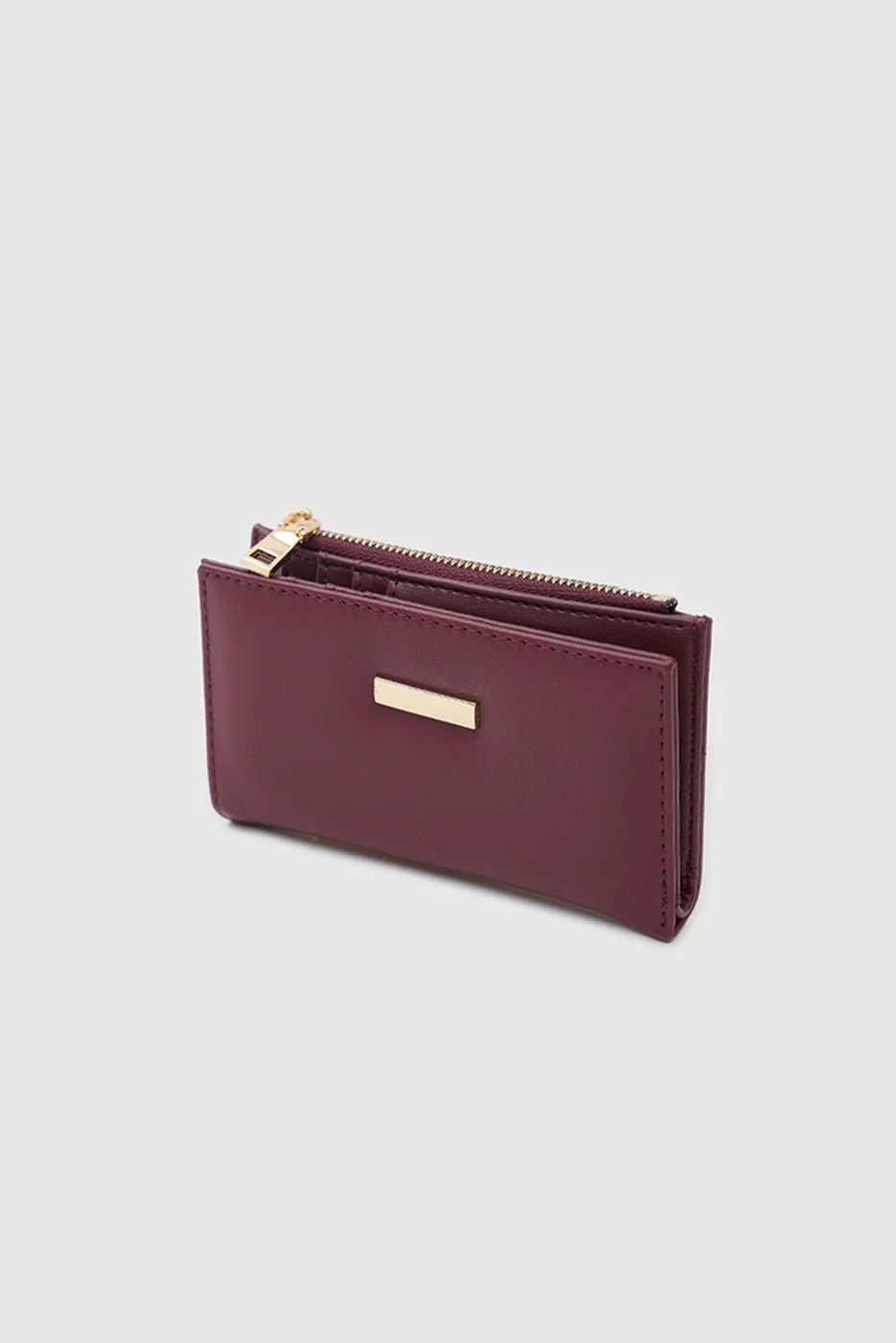 faux leather wallet in burgundy