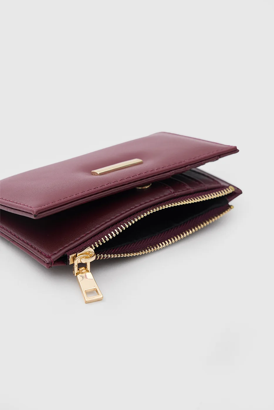 faux leather wallet in burgundy