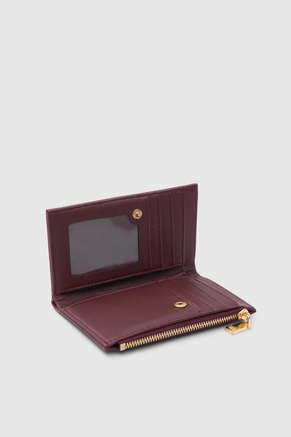 faux leather wallet in burgundy