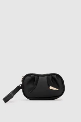 satin wallet in black