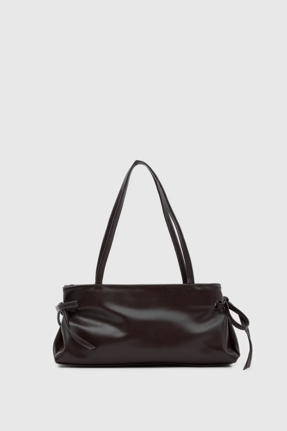 faux leather baguette bag faux leather baguette bag in dark brown
