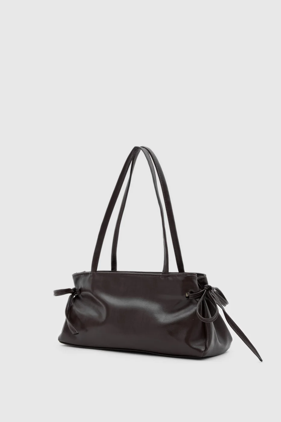 faux leather baguette bag faux leather baguette bag in dark brown