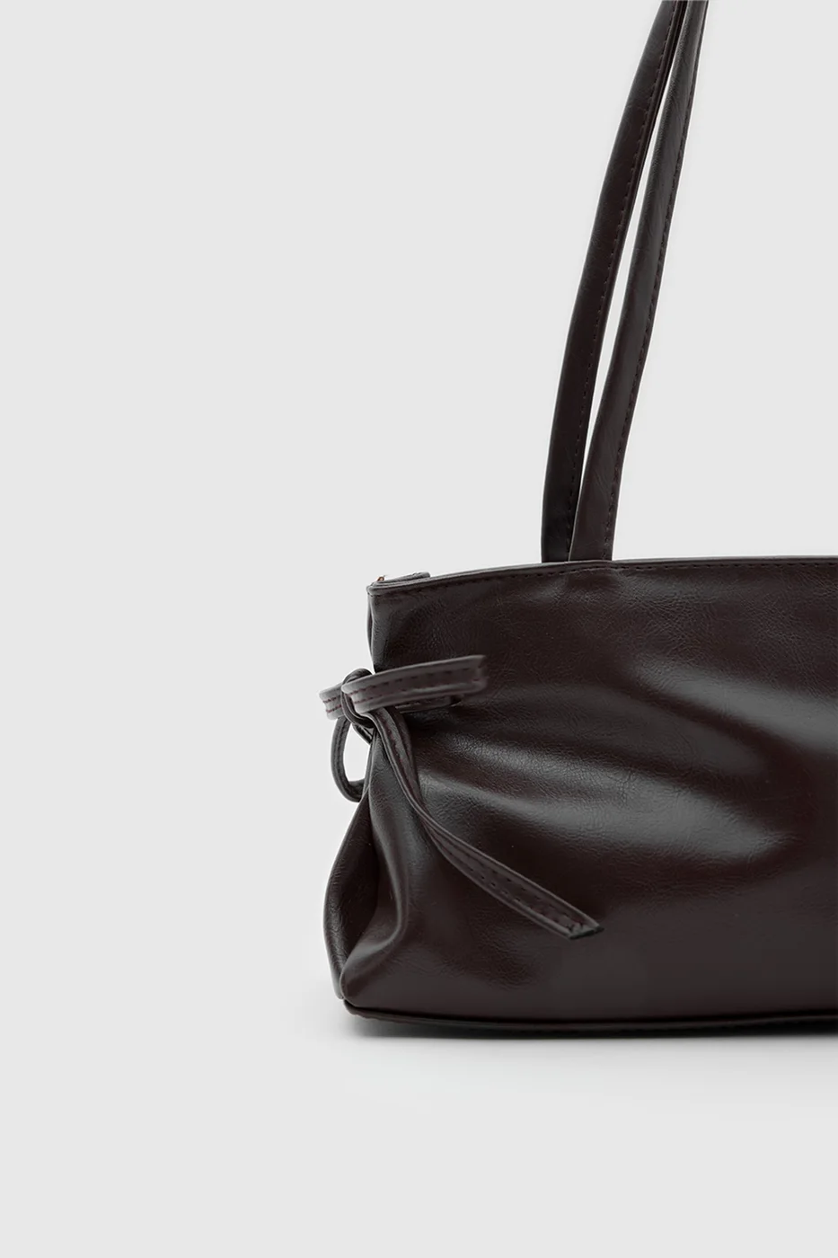 faux leather baguette bag faux leather baguette bag in dark brown