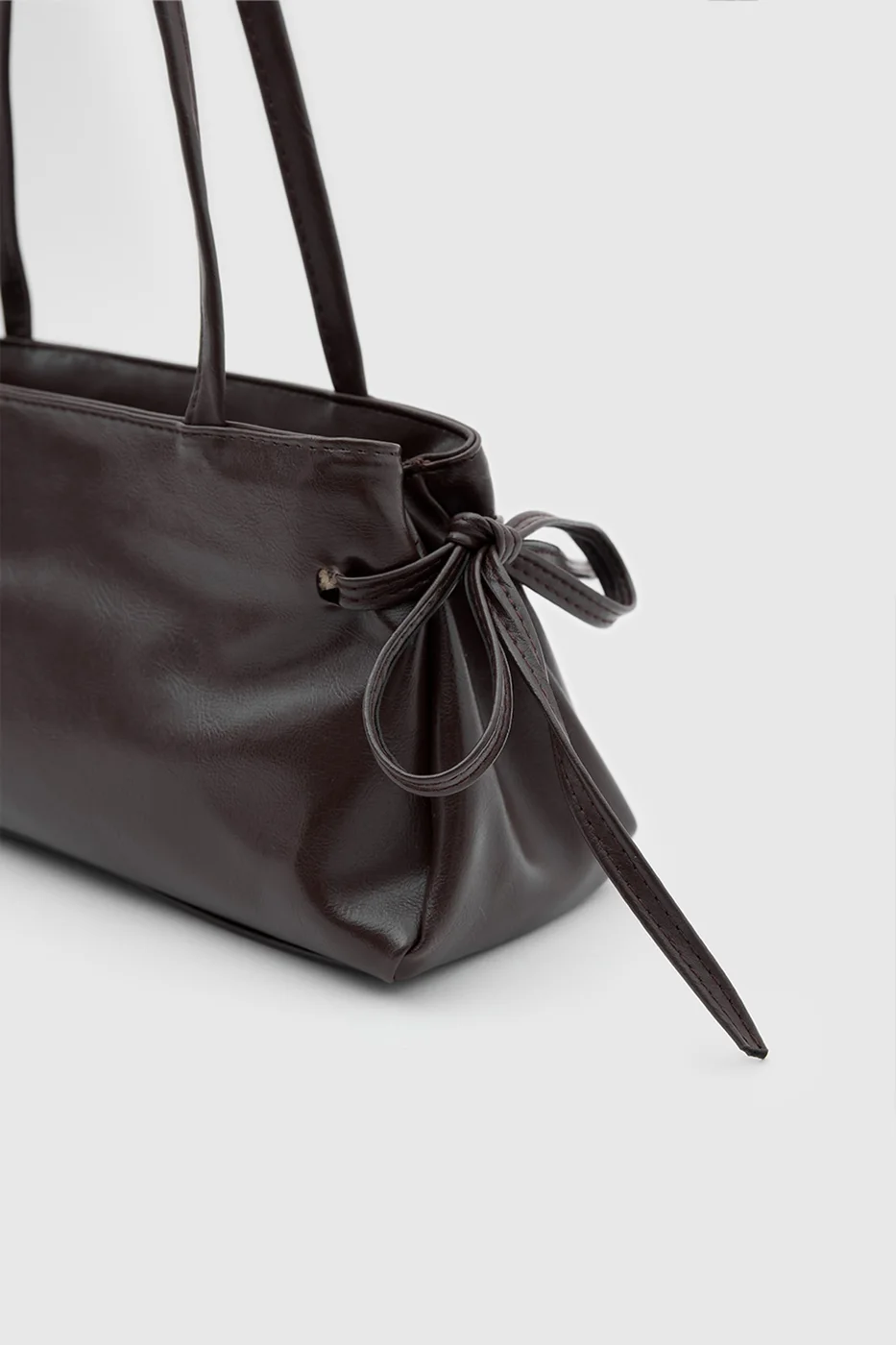faux leather baguette bag faux leather baguette bag in dark brown