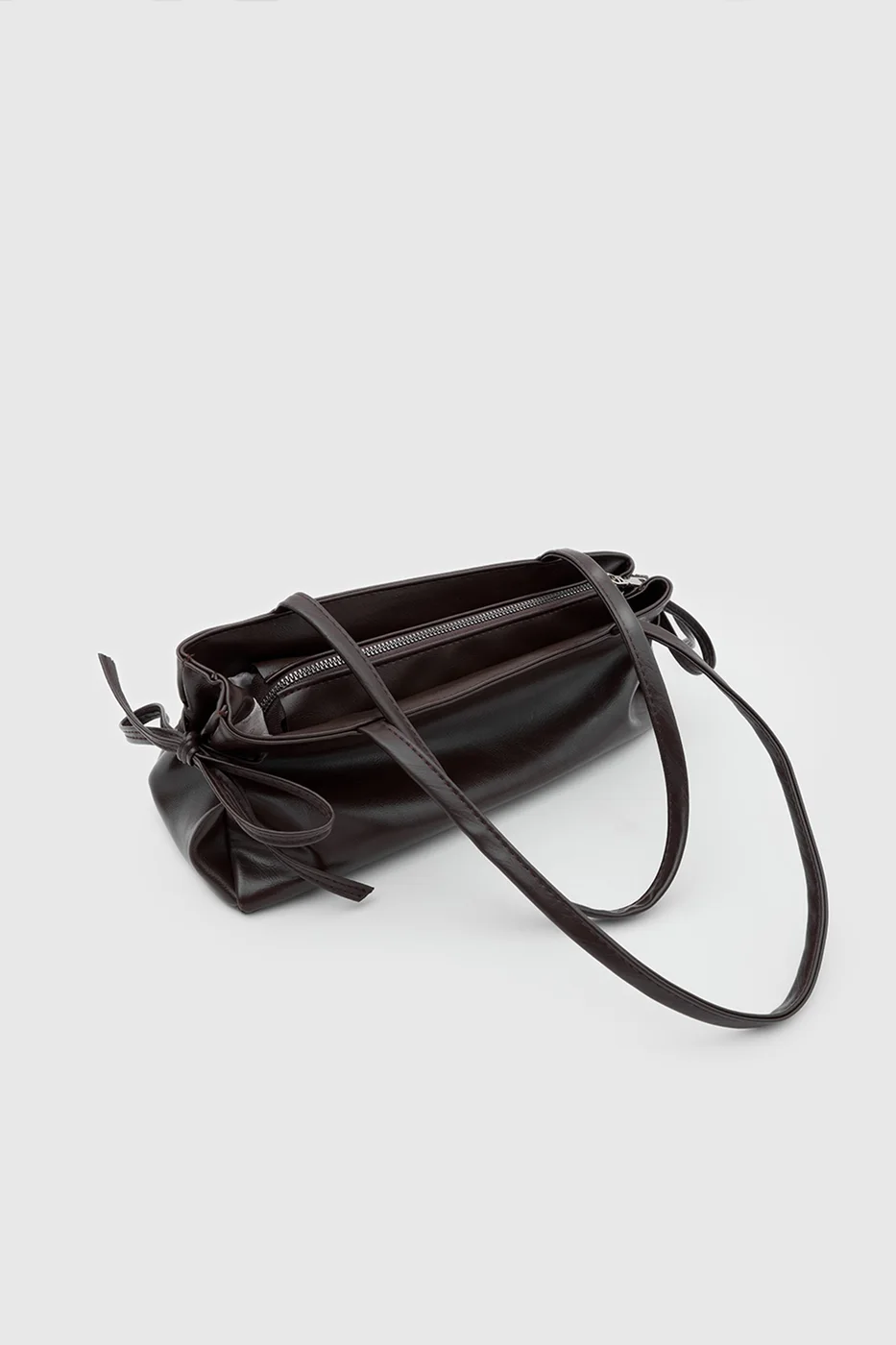 faux leather baguette bag faux leather baguette bag in dark brown