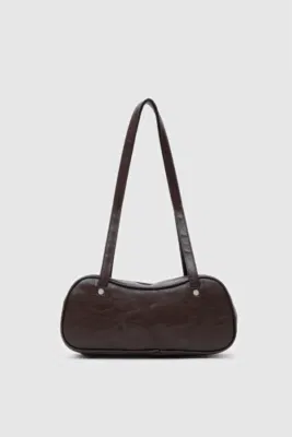 Baguette Vintage Faux Leather Baguette Bag in dark brown