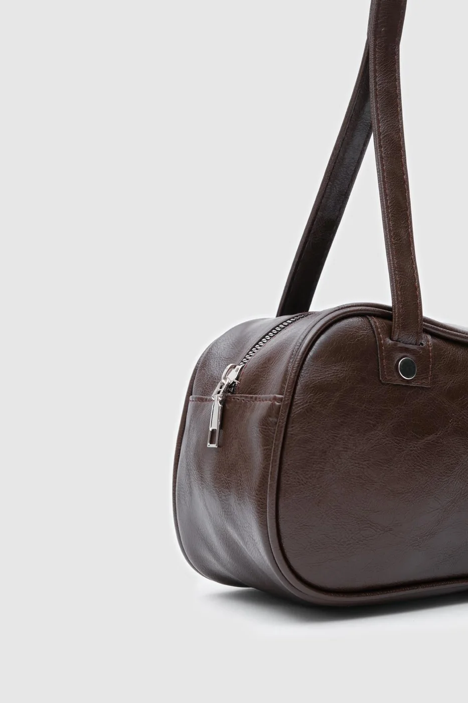 Baguette Vintage Faux Leather Baguette Bag Baguette Vintage Faux Leather Baguette Bag in dark brown