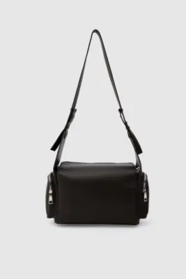 Faux leather crossbody bag in brown