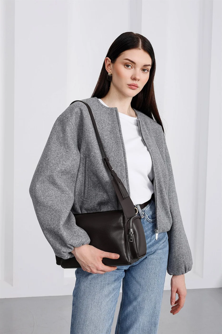 Faux leather crossbody bag Faux leather crossbody bag in brown
